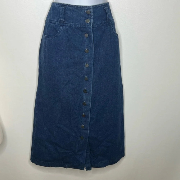 Vintage The daisy group women’s button front denim skirt Union made sz 16 NWT - Picture 1 of 4